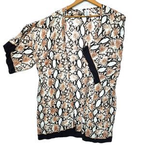 Time and Tru Womens Kimono Silky Cardigan Animal Print S/M size navy blush pink